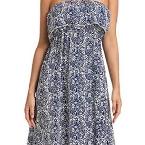 Strapless white & blue maxi dress New with tags